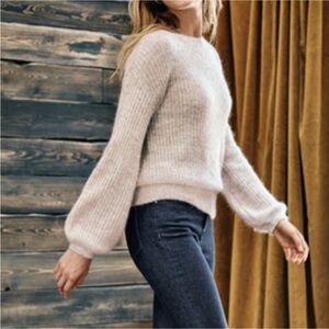 BODEN Francesca ribbed mohair balloon-sleeve pink sweater Size Large